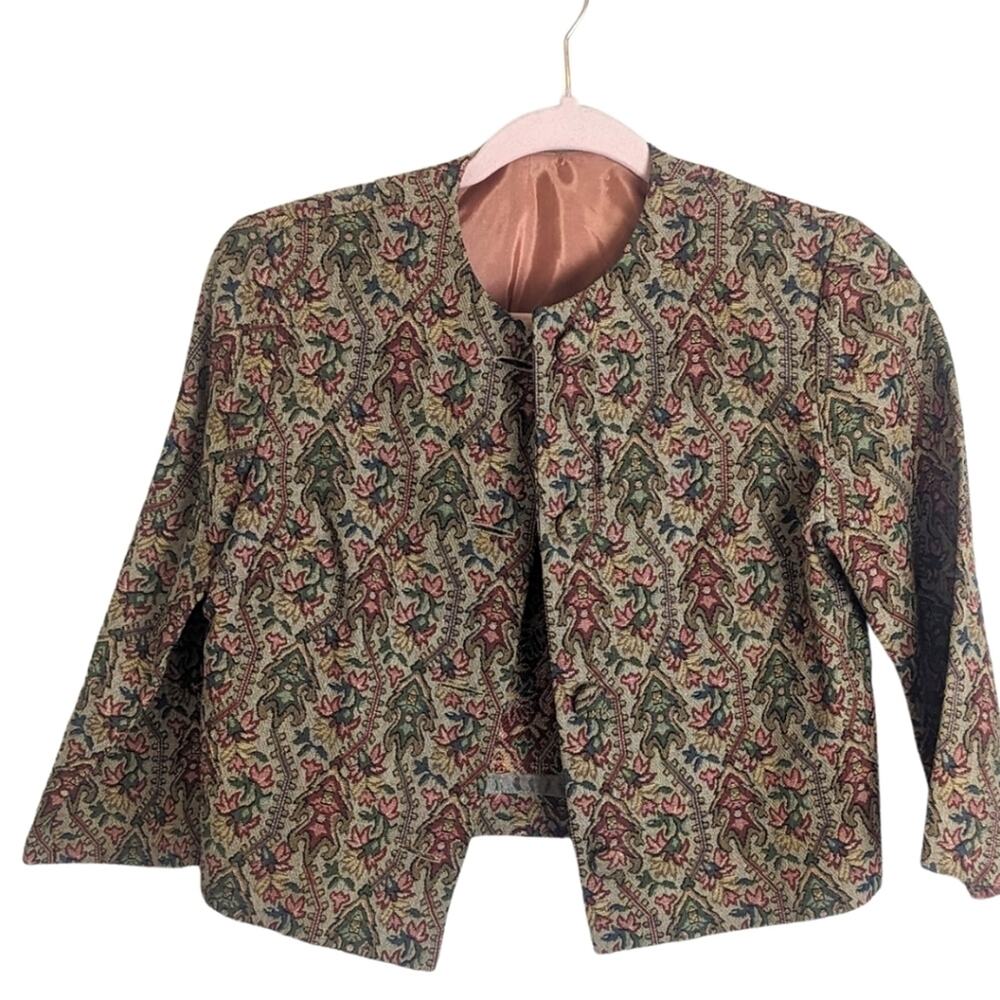 Vintage Tapestry Pandora Cropped Blazer Jacket Button Down Women's Size *Small